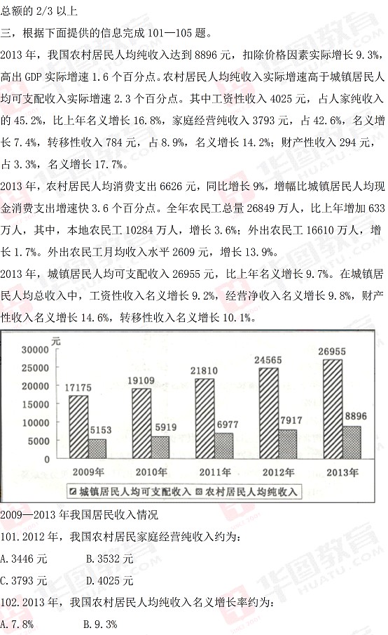 2014年河北省选调生行测资料分析真题答案解析（完整版）